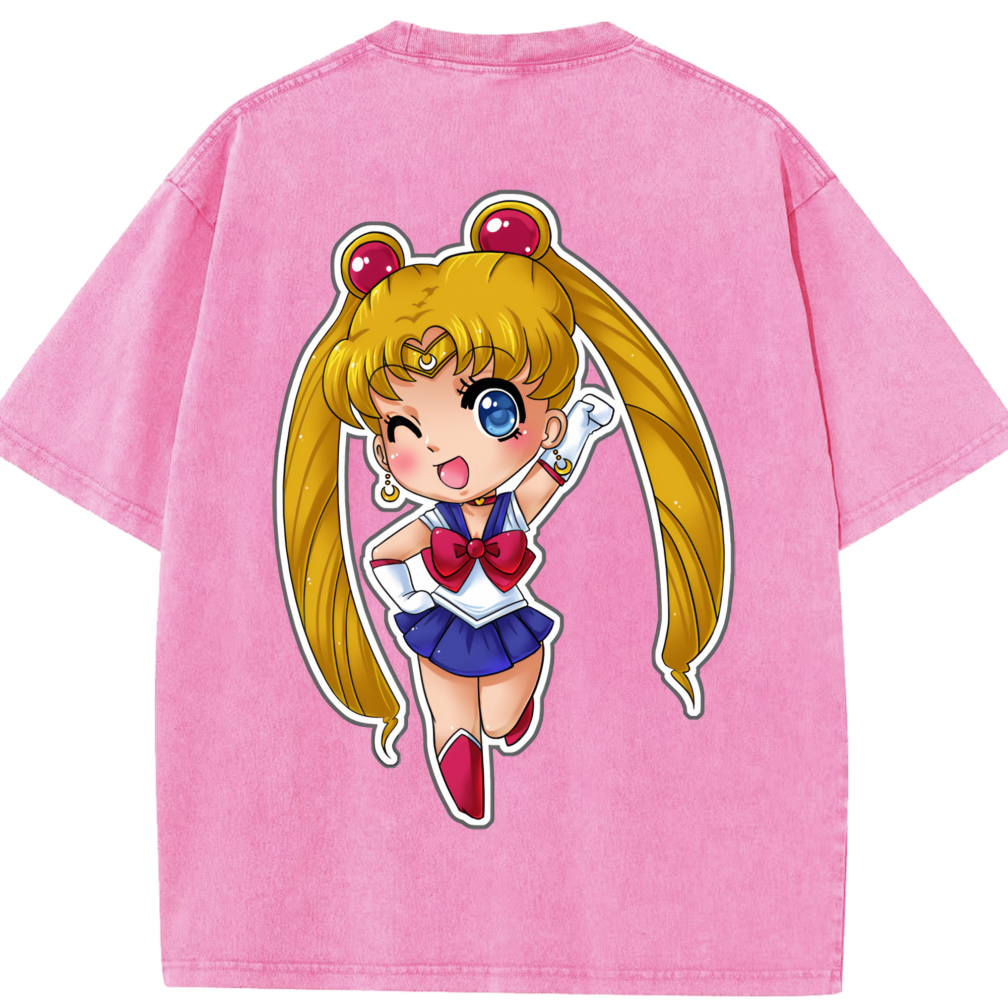 （画像用） 美少女戦士セーラームーン 月野 うさぎ つきの うさぎ Sailor Moon Tsukino Usagi 綿100% ヴィンテージ風 半袖Tシャツ（背面プリント）